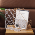 Wholesale supply nordic desktop office desk double layer organizer metal mesh grid paper file storage rack letter holder